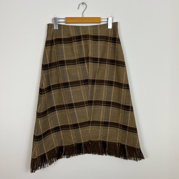 Vintage Jessica Plaid A Line Fringe Skirt Sz 29 - Picture 2 of 10